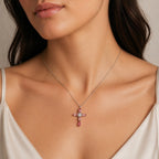 Sterling Silver 925 Cross Swarovski Crystal Pendant Necklace "Rosie"