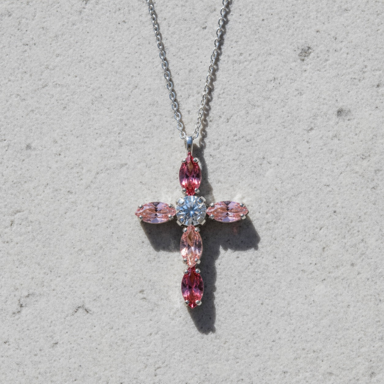 Sterling Silver 925 Cross Swarovski Crystal Pendant Necklace "Rosie"