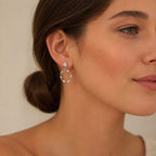 Sterling Silver 925 Twisted Hoop Swarovski Crystal Stud Drop Earrings "Helix"