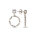 Sterling Silver 925 Twisted Hoop Swarovski Crystal Stud Drop Earrings "Helix"