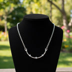 Sterling Silver 925 Arch Pendant Swarovski Crystals Necklace "Grin"