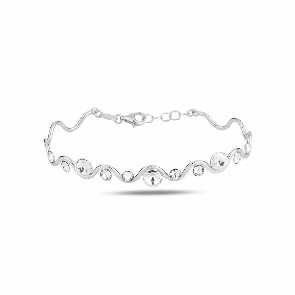 Armreif „Serena“ aus Sterlingsilber 925 mit gewellten Swarovski-Kristallen