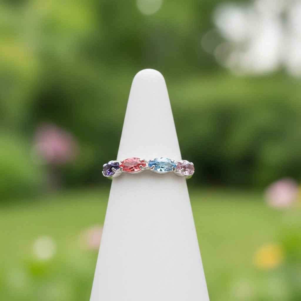 Sterling Silver 925 Adjustable Swarovski Crystal Ring "Enfys"