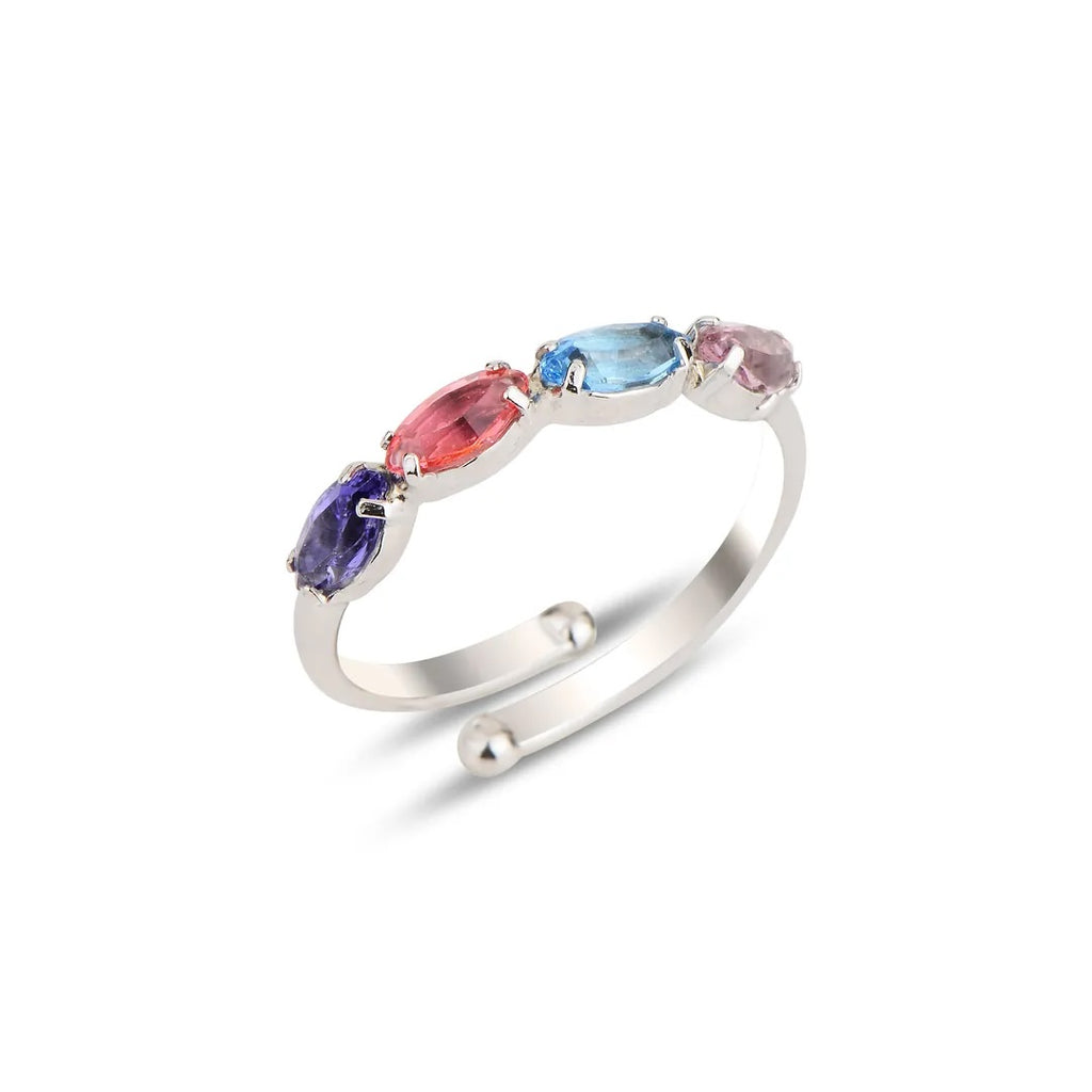 Sterling Silber 925 Verstellbarer Swarovski Kristallring „Enfys“