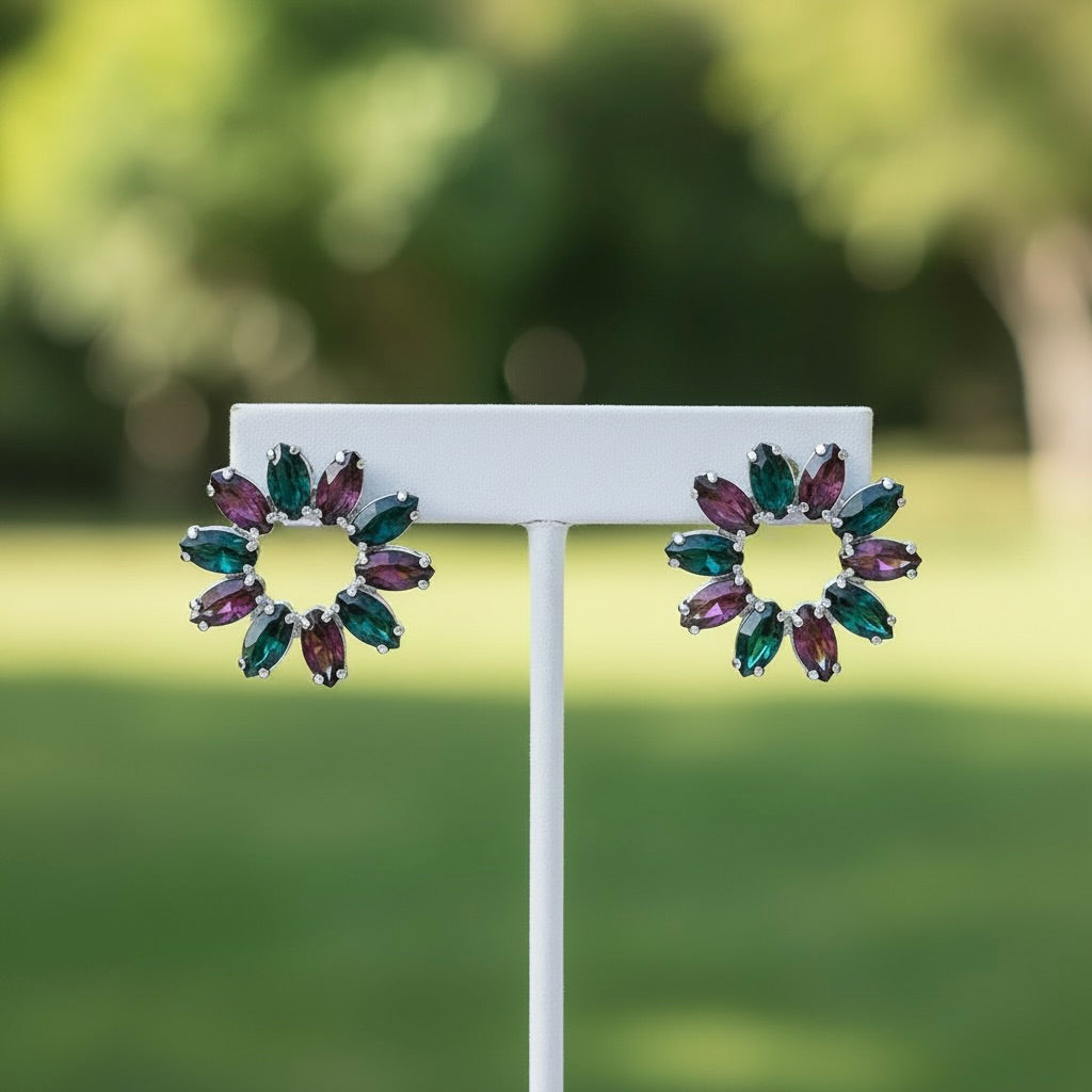 Sterling Silver 925 Swarovski Crystal Stud Earrings "Eclipse"