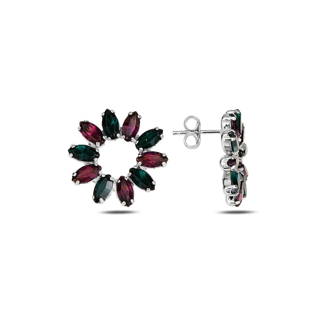Sterling Silver 925 Swarovski Crystal Stud Earrings "Eclipse"