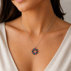Sterling Silver 925 Pendant Swarovski Crystal Necklace "Eclipse"