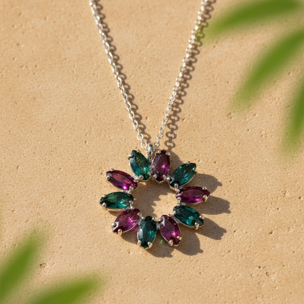 Halskette aus Sterlingsilber 925 mit Swarovski-Kristall, „Eclipse“