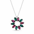 Sterling Silver 925 Pendant Swarovski Crystal Necklace "Eclipse"