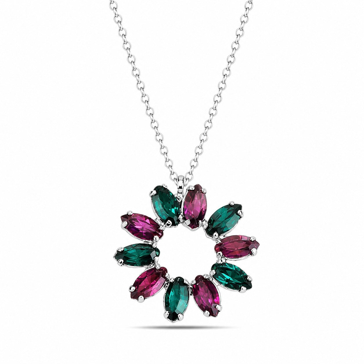 Sterling Silver 925 Pendant Swarovski Crystal Necklace "Eclipse"