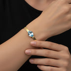 Yellow Gold Plated 925 Sterling Silver Swarovski Crystal Bracelet "Azure"