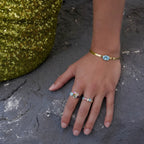 Yellow Gold Plated 925 Sterling Silver Swarovski Crystal Bracelet "Azure"