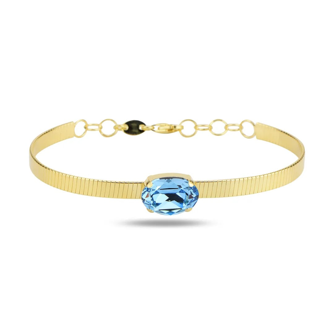Yellow Gold Plated 925 Sterling Silver Swarovski Crystal Bracelet "Azure"