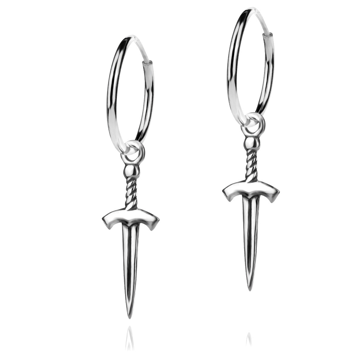 Sterling Silver 925 Sword Hoop Earrings “Valour”