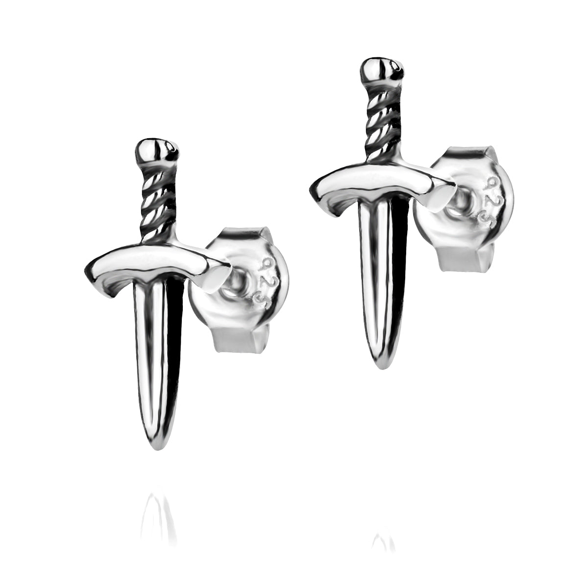 Sterling Silver 925 Sword Stud Earrings “Valour”