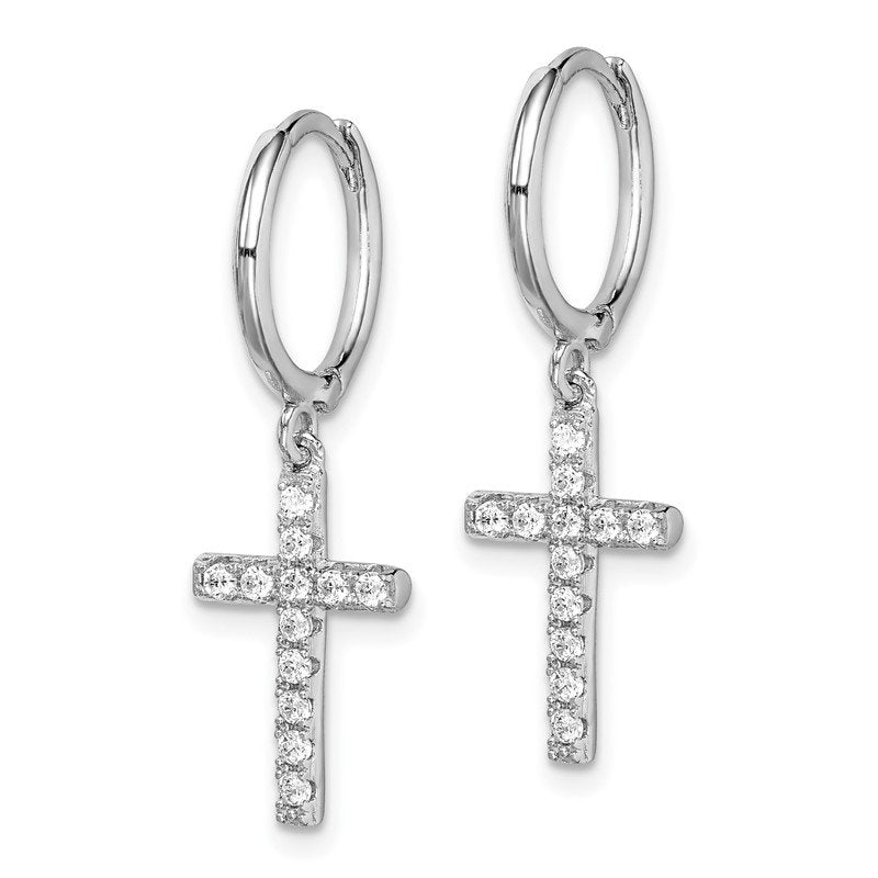 Sterling Silver 925 Hoop CZ Earrings “Faith”