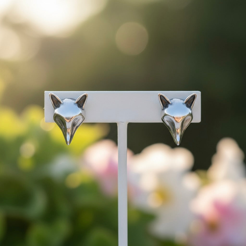 Sterling Silver 925 Fox Stud Earrings "Sorrel"