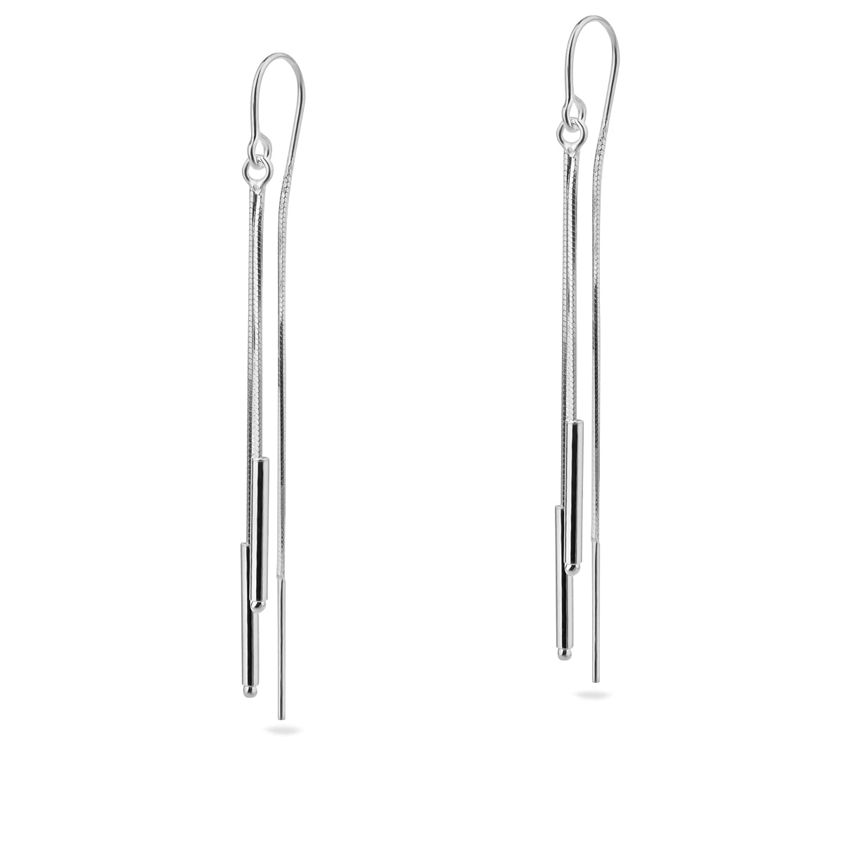 Sterling Silver 925 Minimalist Threader Chain Earrings "Parallel"