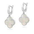 Sterling Silver 925 Mother of Pearl Clover Dangle Earrings “Luminous”