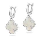 Sterling Silver 925 Mother of Pearl Clover Dangle Earrings “Luminous”