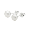 Sterling Silver 925 Pearl Stud 7mm Earrings "Luster"