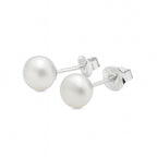 Sterling Silver 925 Pearl Stud 7mm Earrings "Luster"