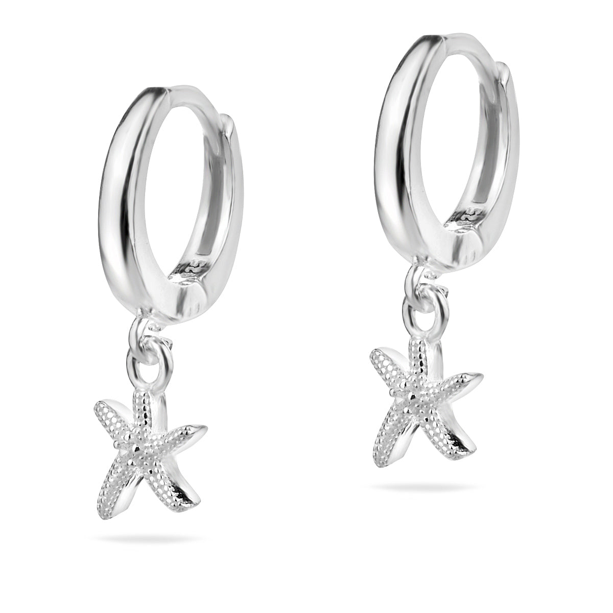 Sterling Silver 925 Starfish Huggie Hoop Earrings “Sea Sparkle”