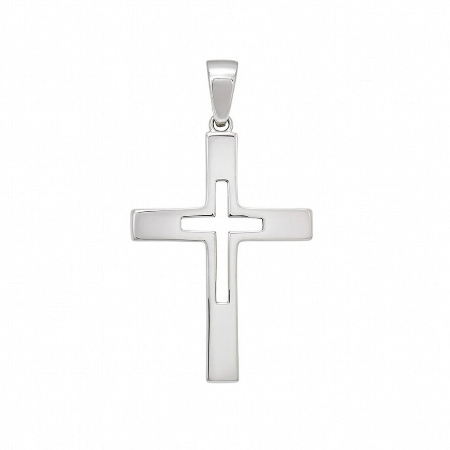 Sterling Silver 925 Double Cross Pendant "Noel"