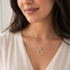 Sterling Silver 925 Yellow Gold Plated Olive Branch CZ Pendant "Olea"