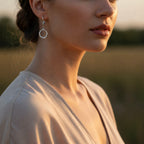 Sterling Silver 925 CZ Open Hoop Drop Earrings "Loran"