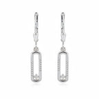 Sterling Silver 925 Rectangle CZ Drop Earrings "Linea"