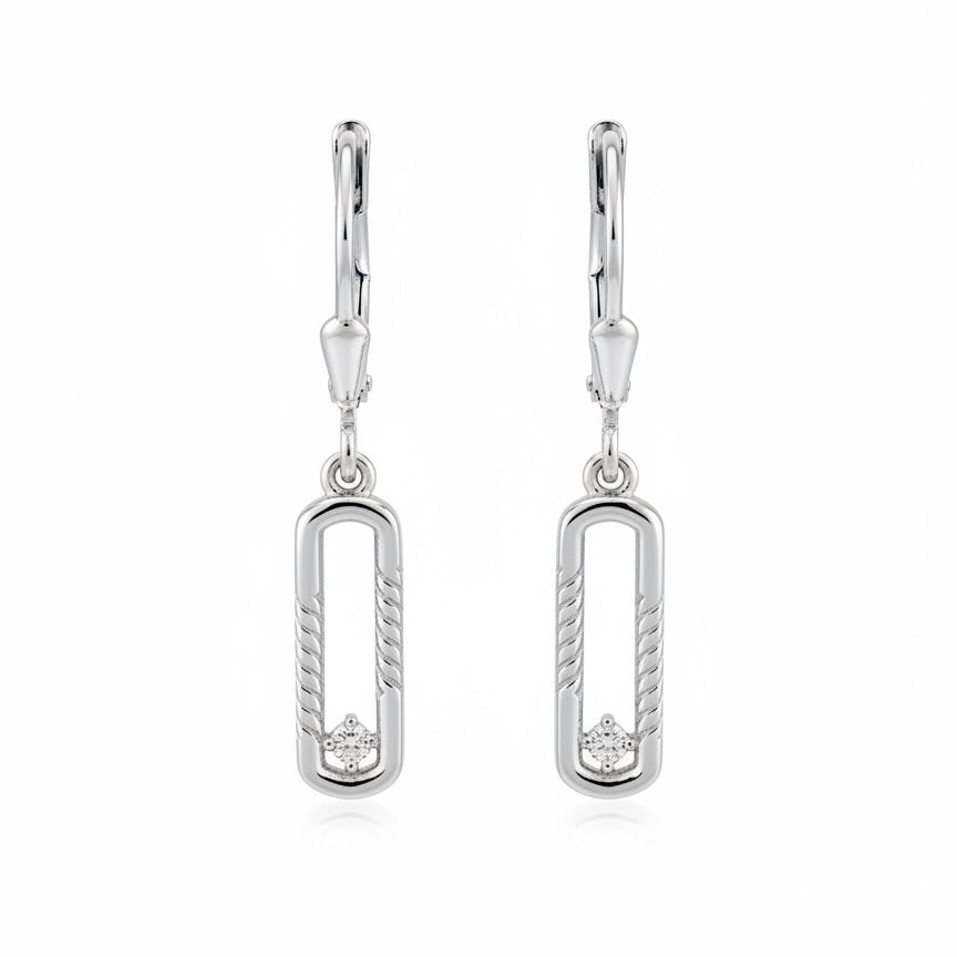 Sterling Silver 925 Rectangle CZ Drop Earrings "Linea"