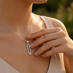 Sterling Silver 925 Rectangular Open CZ Pendant "Linea"