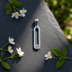 Sterling Silver 925 Rectangular Open CZ Pendant "Linea"