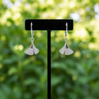 Sterling Silver 925 Fan Leaf Drop Earrings "Flabel"