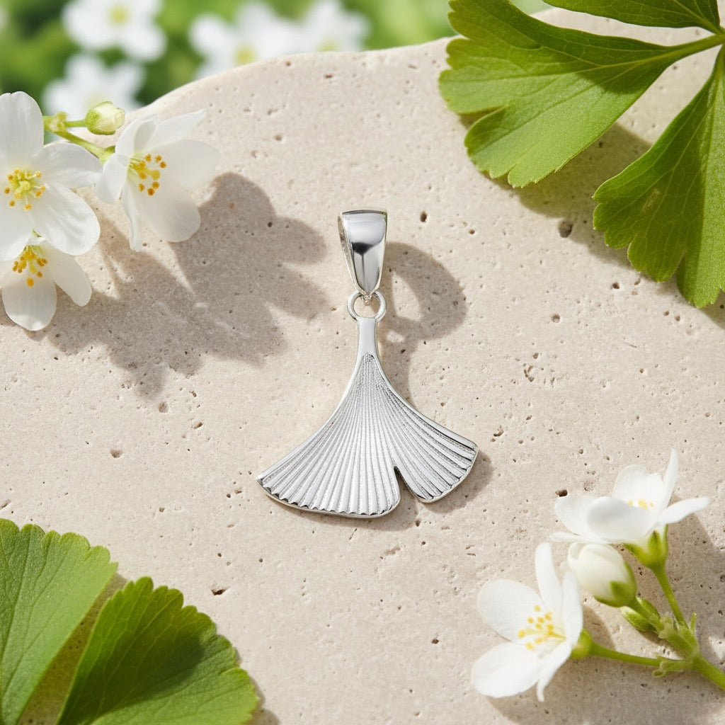 Sterling Silver 925 Fan Leaf Pendant "Flabel"