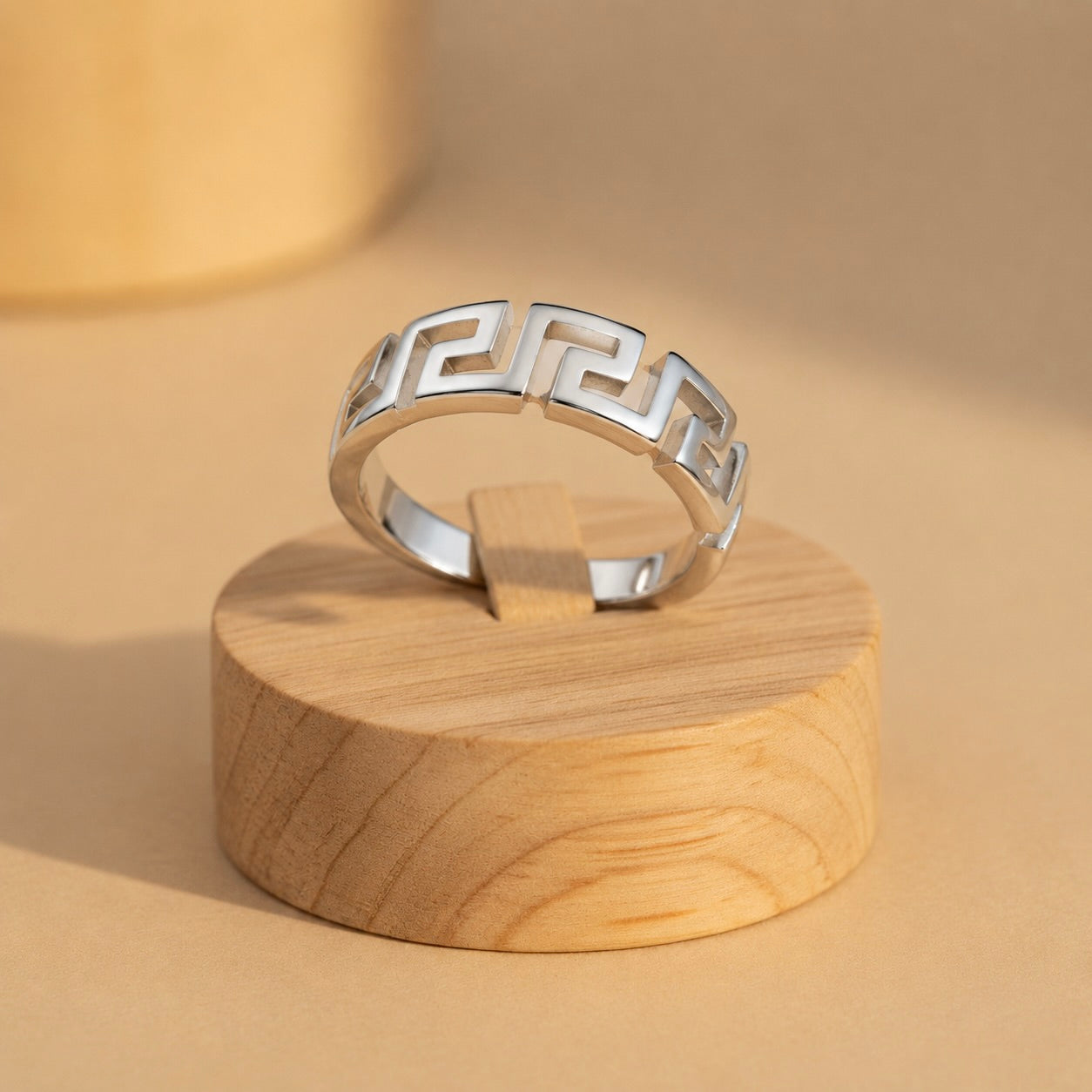 Sterling Silver 925 Greek Key Meander Band Ring "Elika"