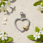 Sterling Silver 925 Yellow Gold Plated Open Heart Pendant "Amare"