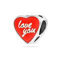 Sterling Silver 925 Red Heart “Love You” Bracelet Charm
