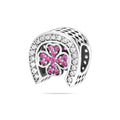 Sterling Silver 925 Horseshoe CZ Bracelet Bead Charm “Lucky Clover”