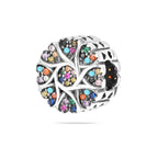 Sterling Silver 925 Multicolour Heart Accent Bracelet Bead Charm “Blooming Joy”