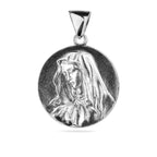 Sterling Silver 925 Virgin Mary Religious Round Pendant “Solace”