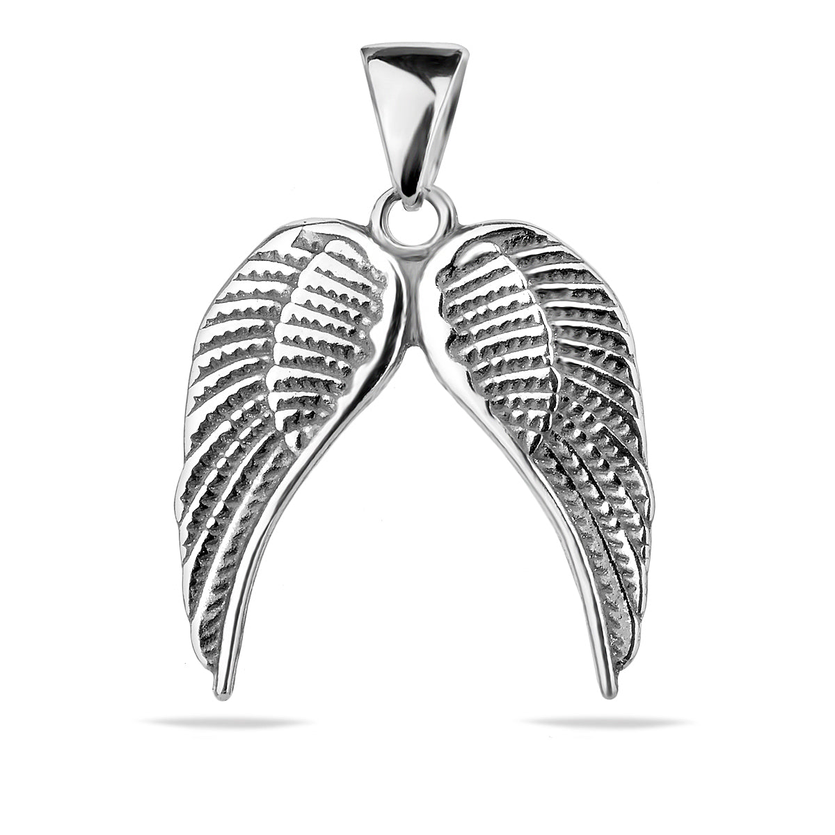 Sterling Silver 925 Double Angel Wing Pendant "Feather"