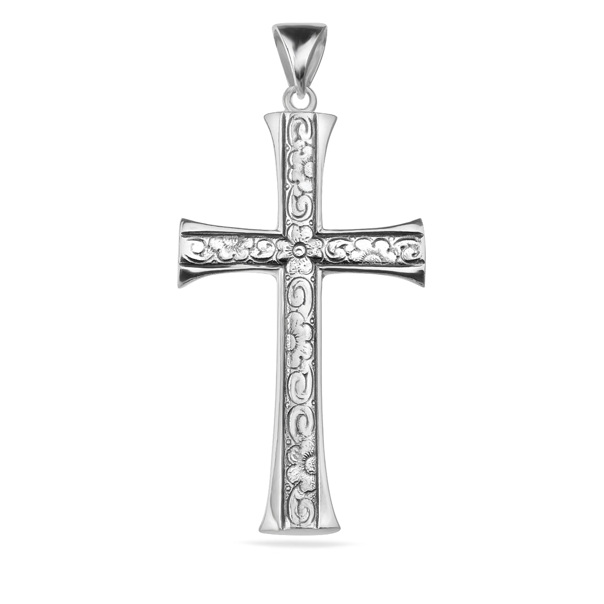 Sterling Silver 925 Pendant Cross "Floral Faith"
