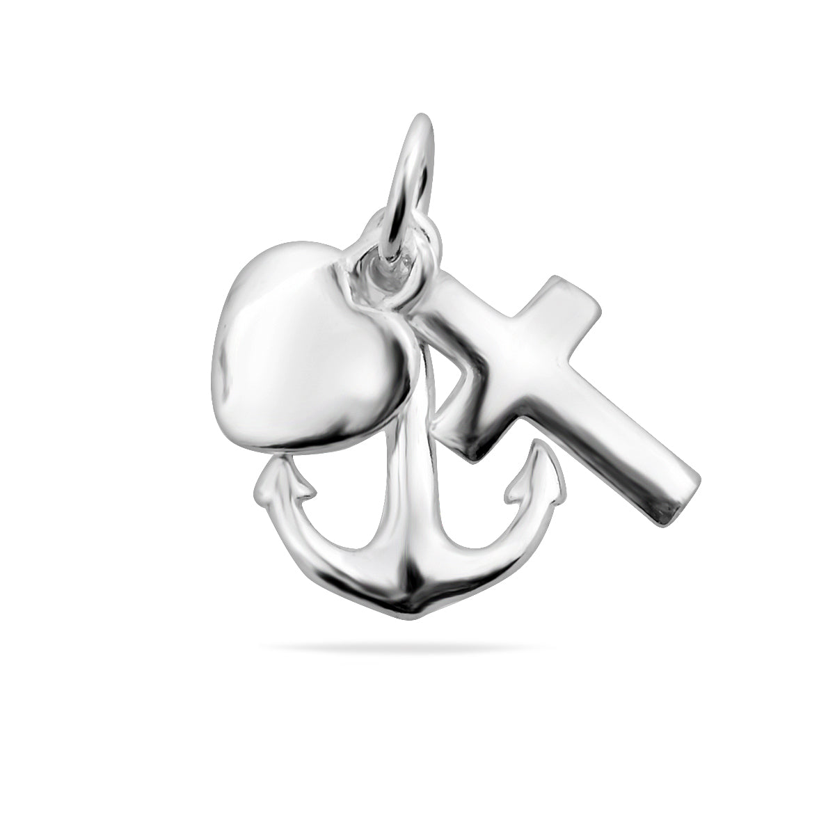 Sterling Silver 925 Heart Cross Anchor Pendant “Camargue”
