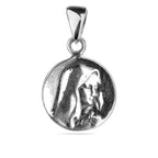 Sterling Silver 925 Virgin Mary Round Pendant "Madonna"