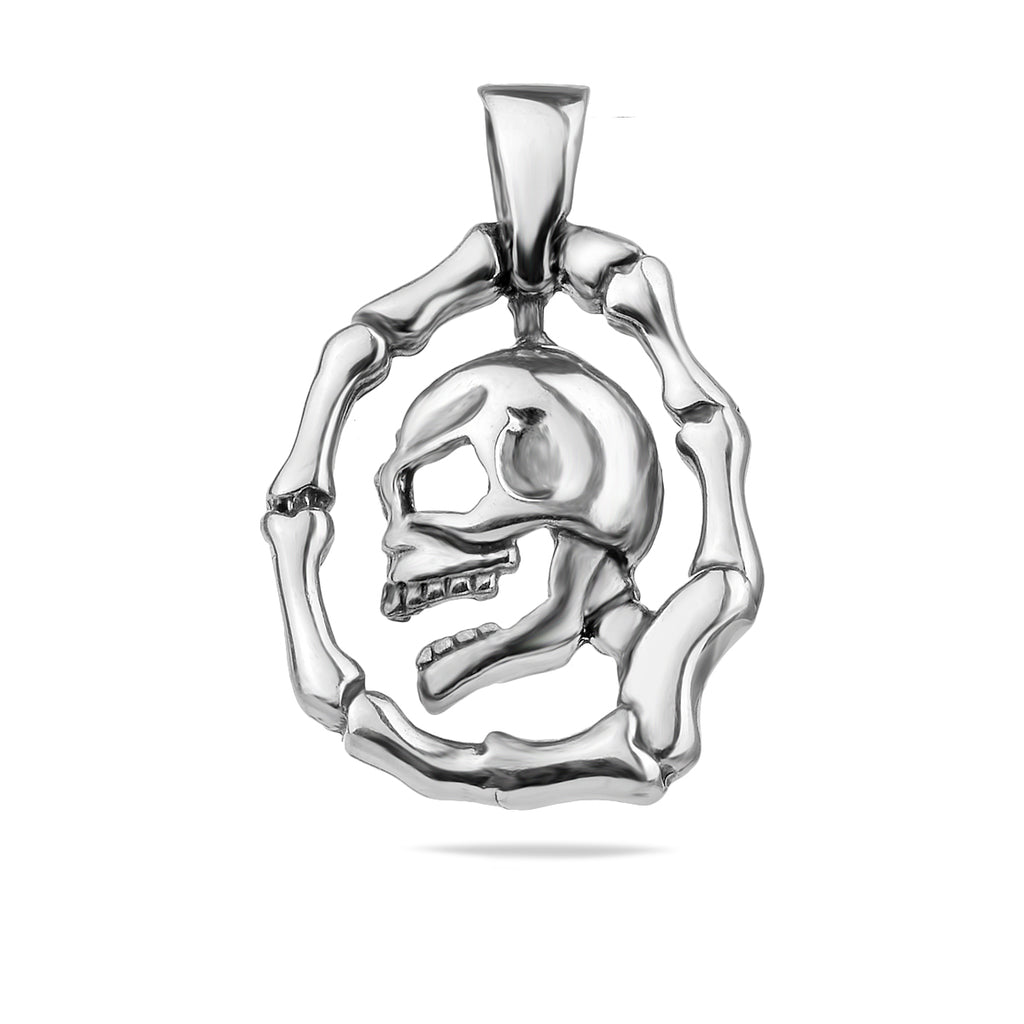 Anhänger aus Sterlingsilber 925, Totenkopf und Knochen „Memento“