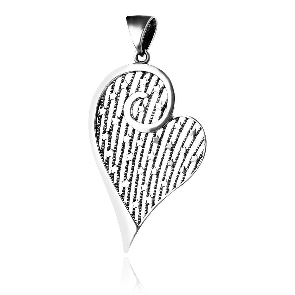 Sterling Silver 925 Heart Pendant “Starlit Love”