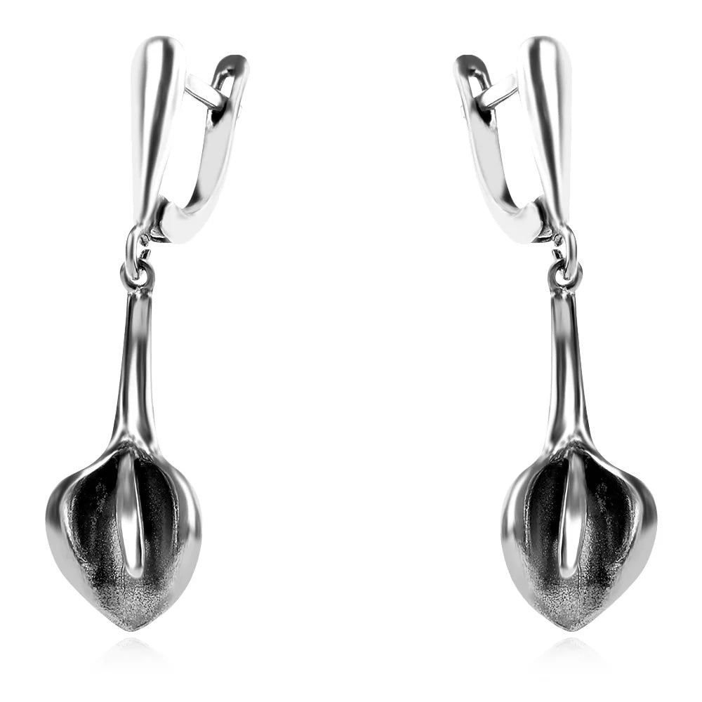 Sterling Silver 925 Calla Lily Dangle Drop Earrings "Zante"