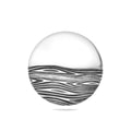 Sterling Silver 925 Round Pendant “Ocean Waves”